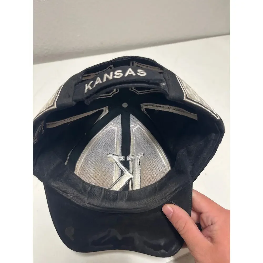 K Kansas City Hunter Adjustable Baseball Cap Hat Rare Mesh Design White&Black
